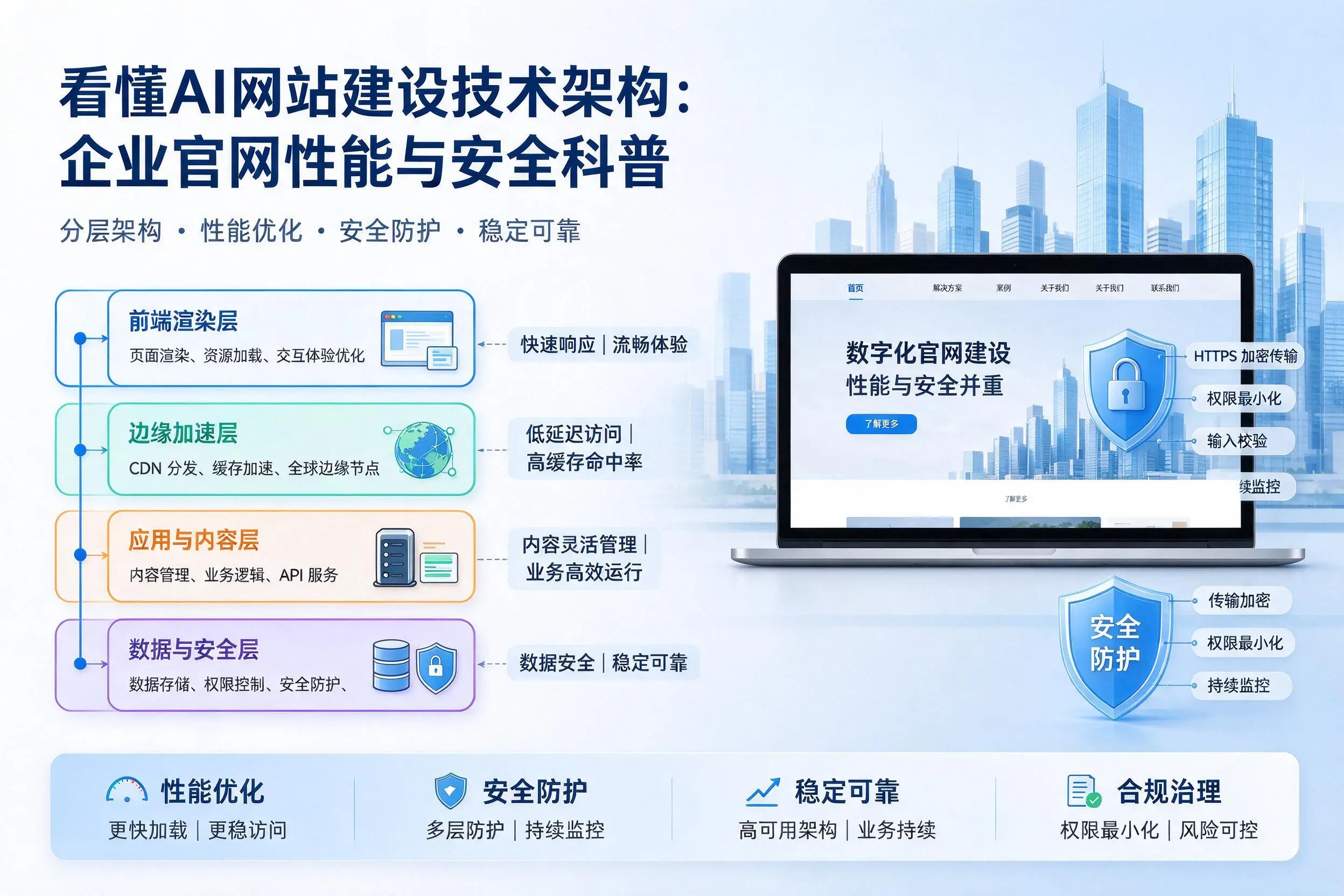 看懂AI网站建设技术架构:吐鲁番企业官网性能与安全科普