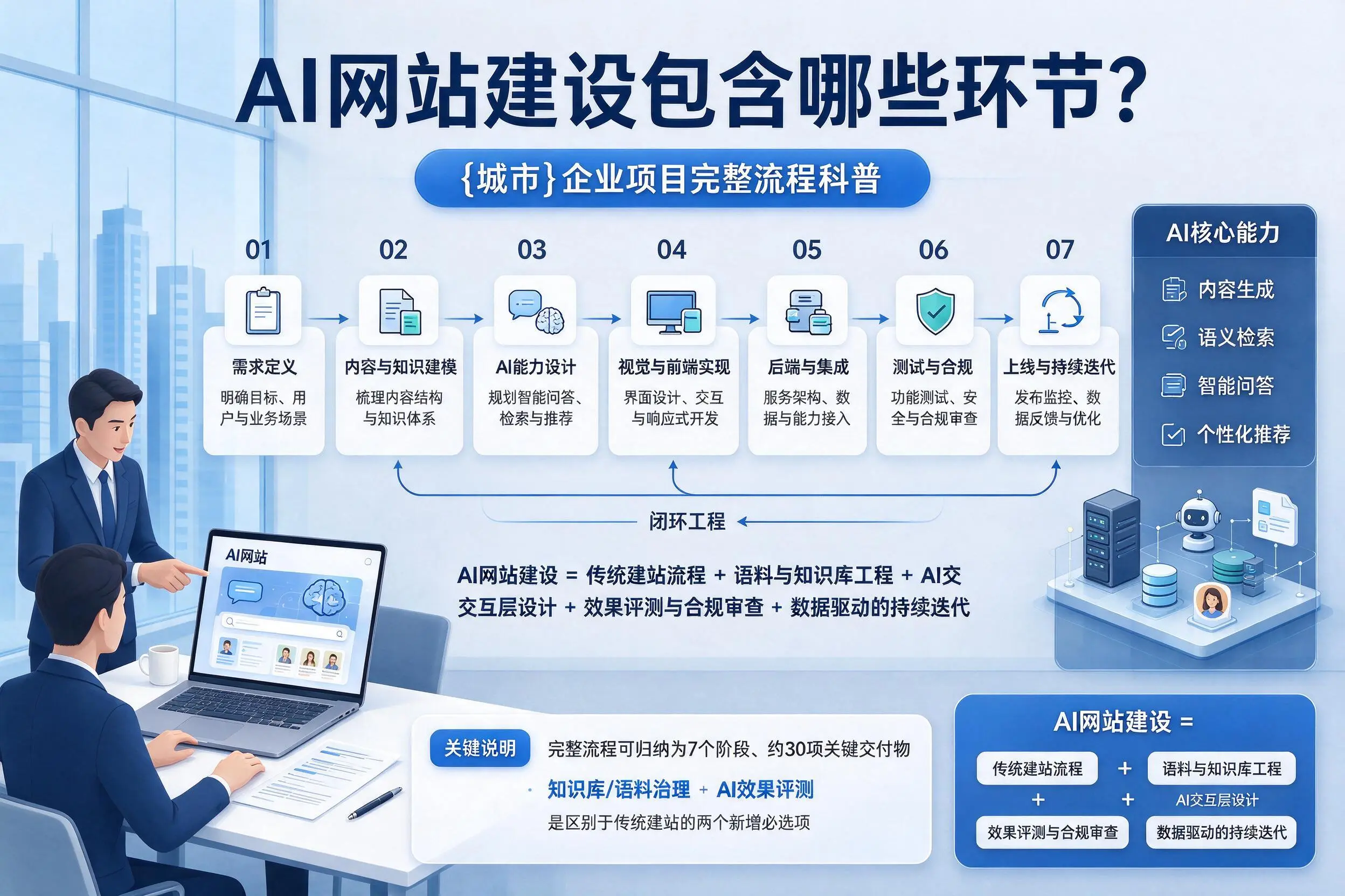 AI网站建设包含哪些环节？吐鲁番企业项目完整流程科普
