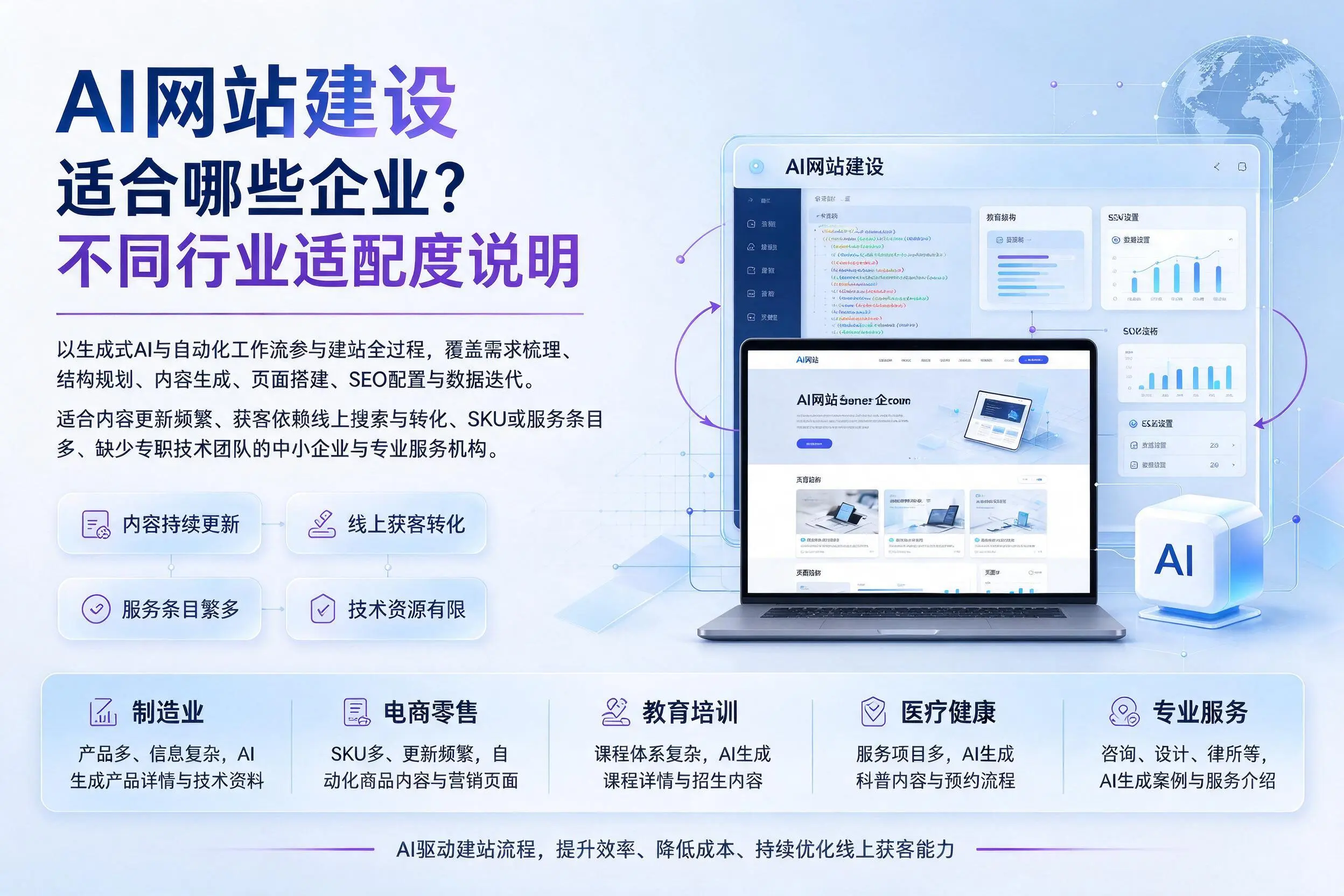 AI网站建设适合哪些企业？吐鲁番不同行业适配度说明